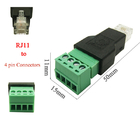 Enchufes modulares del conector macho de RJ11 6P4C a 4 Pin Screw Terminal Blocks Adapter