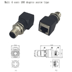 Enchufe de Ethernet RJ45 al varón de la base M12 4 o al adaptador del conector hembra